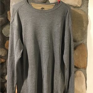 Timberland Grey Waffle Knit Long Sleeve Crewneck Shirt Men's Size Large XL